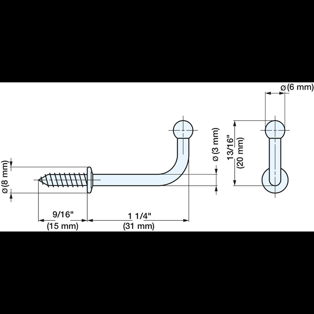 picture of the dimensions of the hook