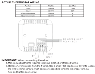 i need a wire diagram for the ACTH12 thermostat? (Advent Air ACTH12 ...