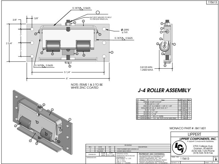 Does the Lippert 115613 J-4 Slide-Out Roller Assembly have ball Lippert Hydraulic Slide Out System Troubleshooting